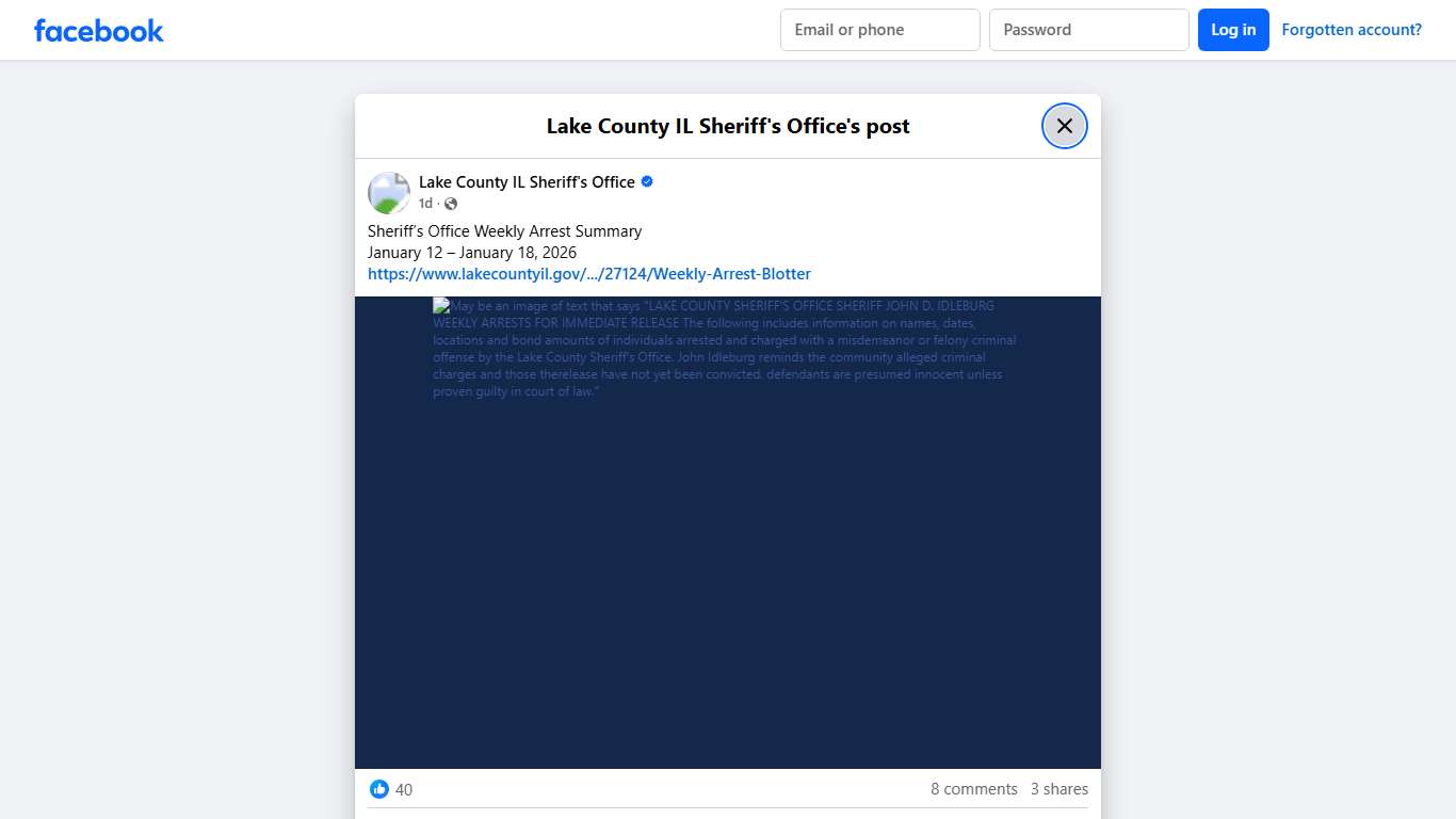 Sheriff’s Office Weekly... - Lake County IL Sheriff's Office Facebook